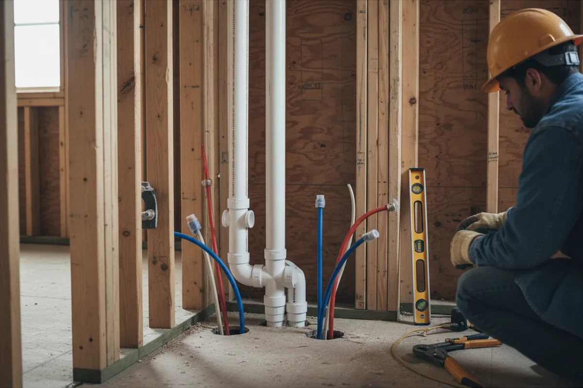Drain and supply rough-in during Leak Detection in Lava Hot Springs