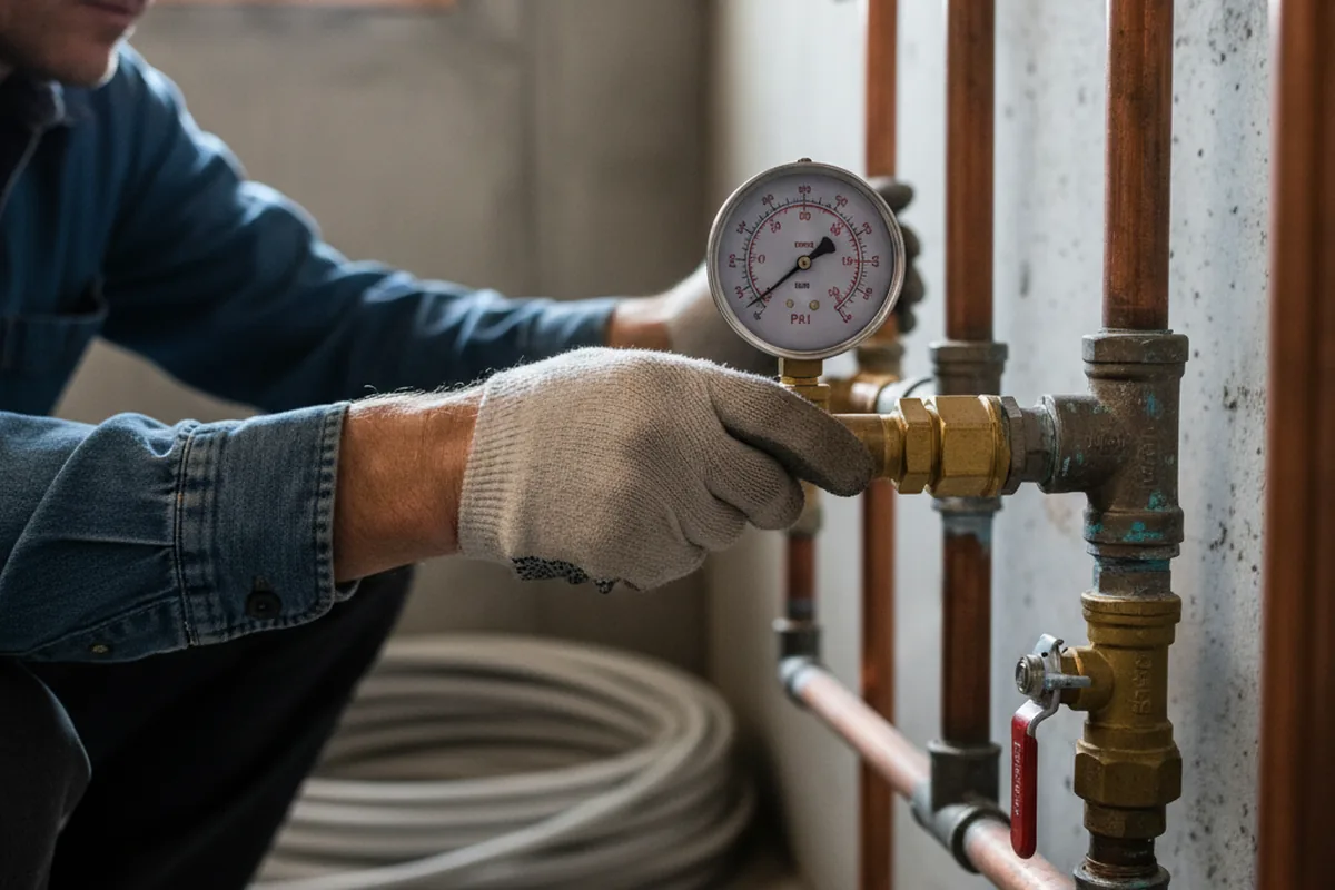 Pressure testing a repaired line during Water Line Repair in Lava Hot Springs